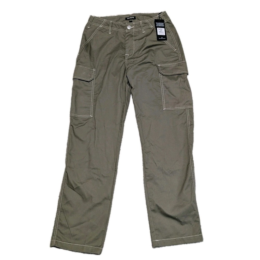 True Religion Men Pants Size 36x32 Baggy Cargo Pants NWT‎ Color Kalamata